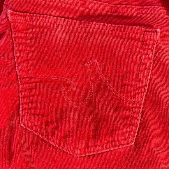 AG The Stevie Ankle Red Corduroy Cropped Jeans - Picture 11 of 12